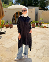 Asymmetric Striped Shirt - Black