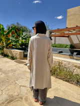 Asymmetric Striped Shirt - Beige