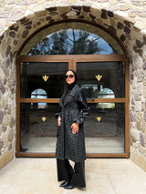 Organza Sleeves Coat-Black