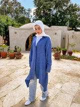 Asymmetric Striped Shirt - Blue