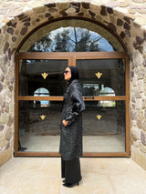 Organza Sleeves Coat-Black