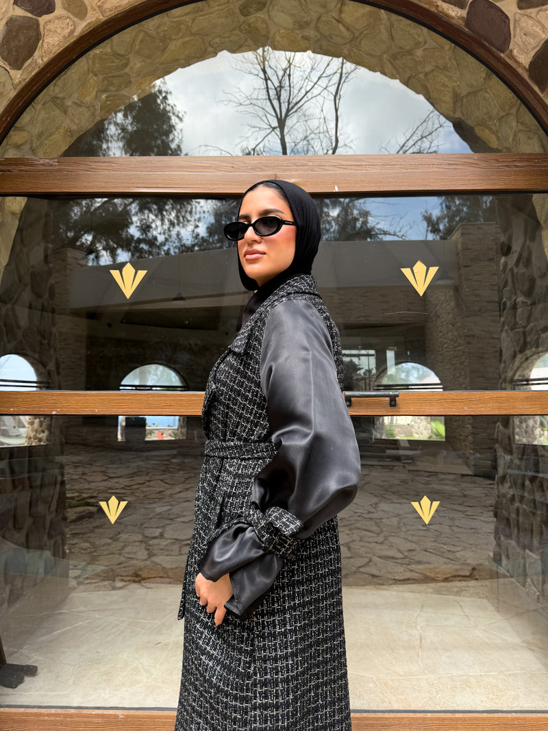Organza Sleeves Coat-Black