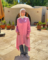 Asymmetric Striped Shirt - Pink