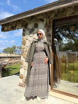 Eyelets Leather Coat - Olive