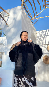 Quilted Fur Jacket - Black