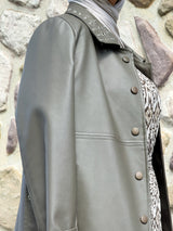 Eyelets Leather Coat - Olive