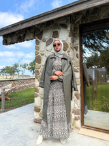 Eyelets Leather Coat - Olive