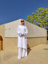 Palms Embroidery Shirt - White