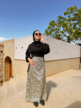Satin Printed Skirt - Yellow