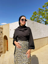 Satin Printed Skirt - Yellow