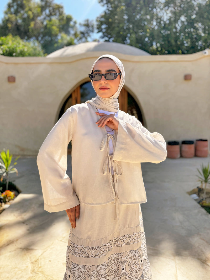 Bow Tie Blouse - Beige