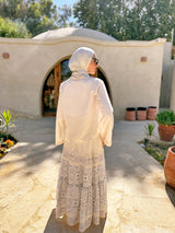 Tiered Linen Skirt - Beige