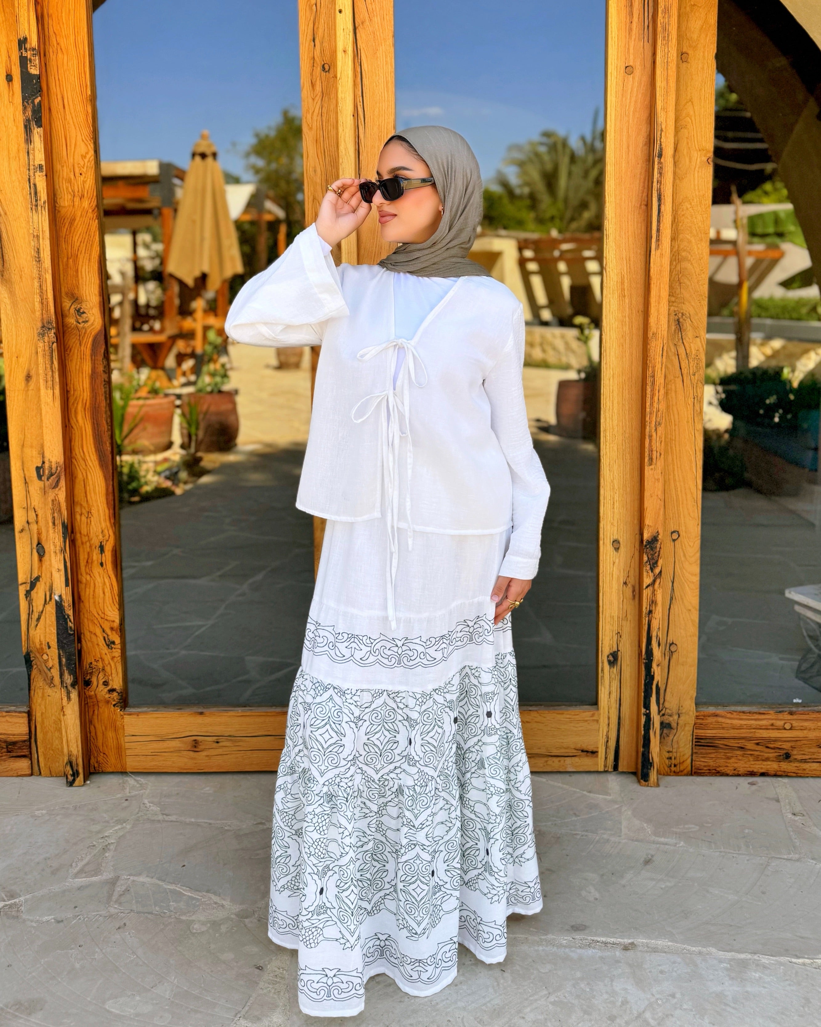 Tiered Linen Skirt - White