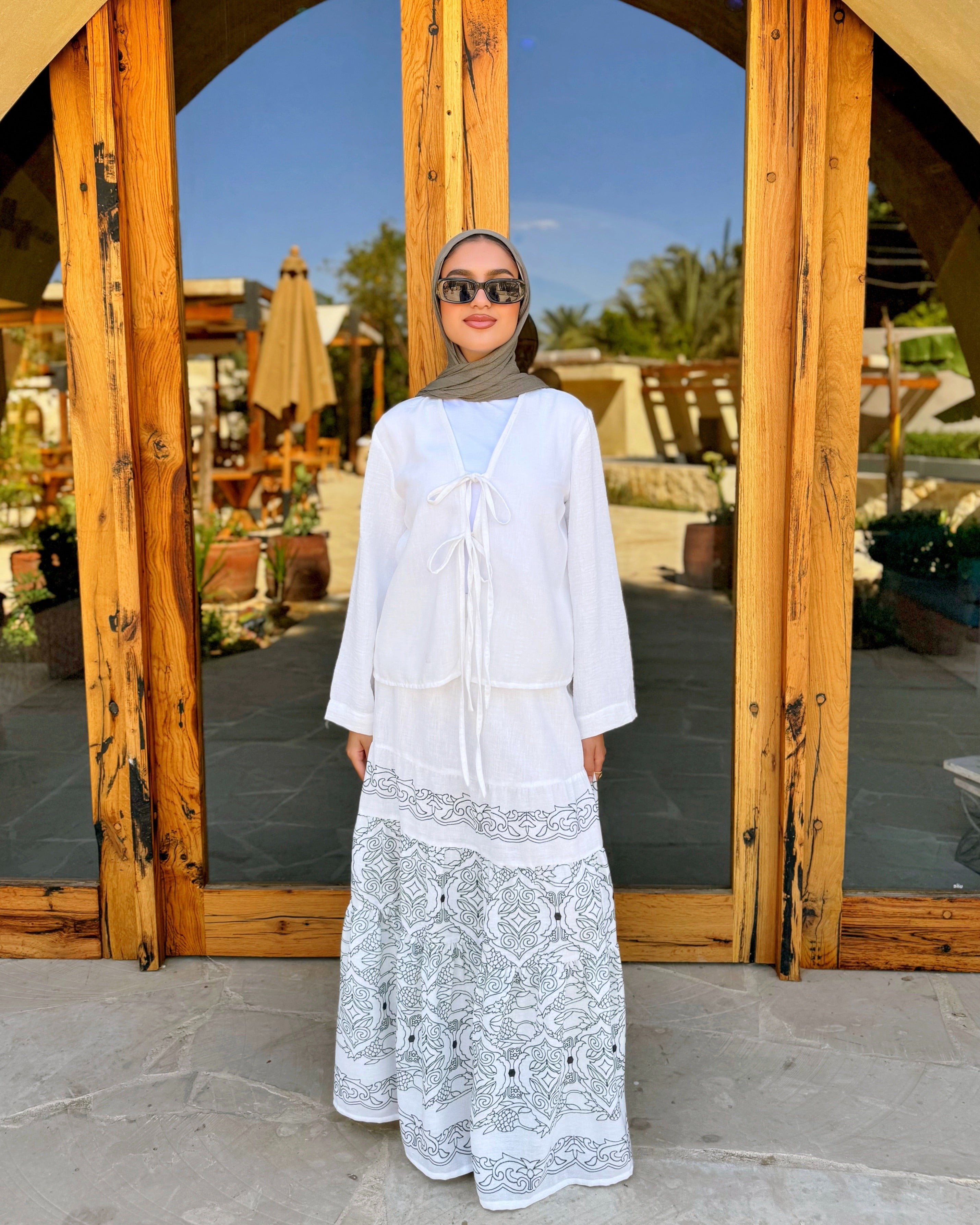 Tiered Linen Skirt - White