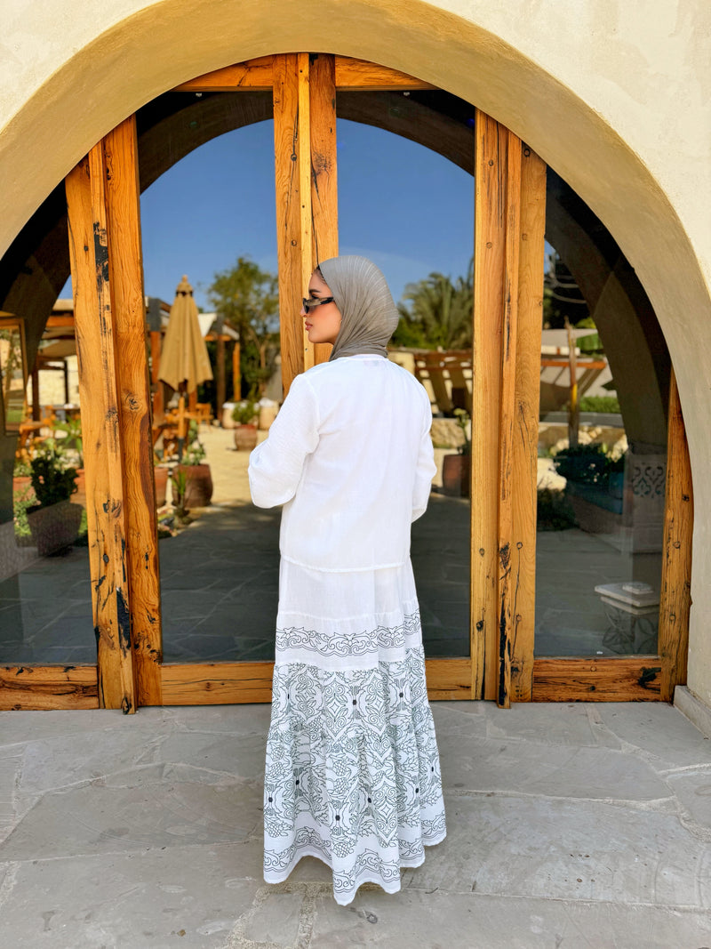 Tiered Linen Skirt - White