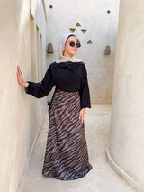 Satin Printed Skirt - Grey