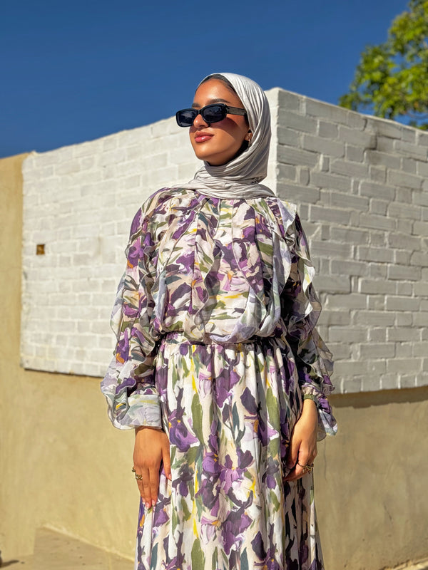 Printed Chiffon Skirt - Purple