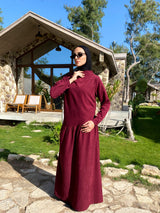 Side Gathered Suede Dress - Maroon