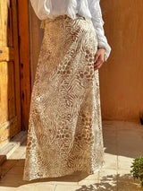 Satin Printed Skirt - Beige