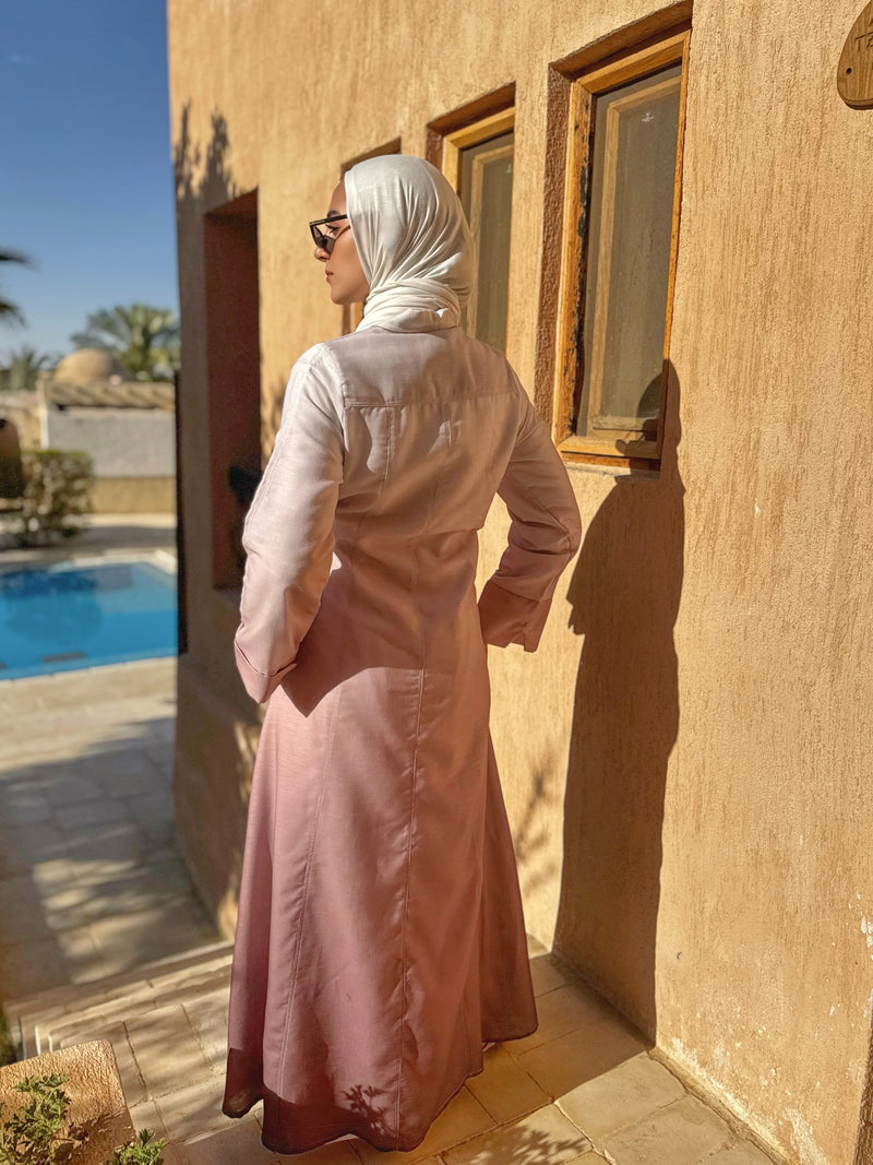 Gradient Linen Dress - Brown