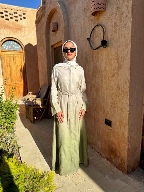 Gradient Linen Dress - Olive