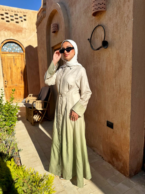 Gradient Linen Dress - Olive