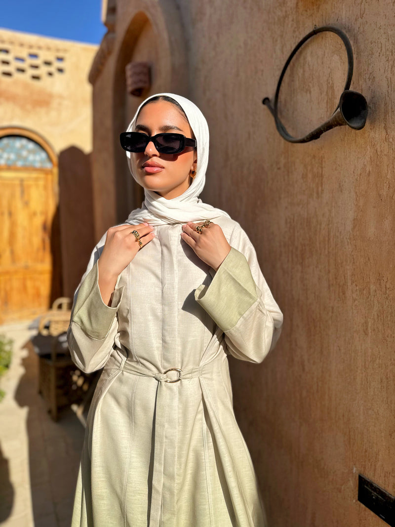 Gradient Linen Dress - Olive