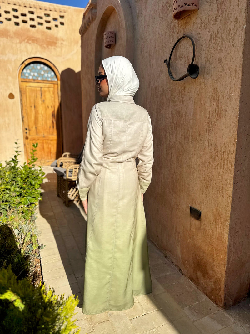 Gradient Linen Dress - Olive