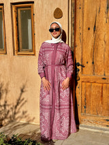Tiles Print Dress - Maroon