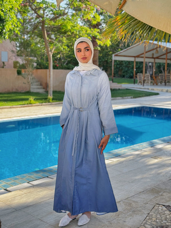 Gradient Linen Dress - Blue