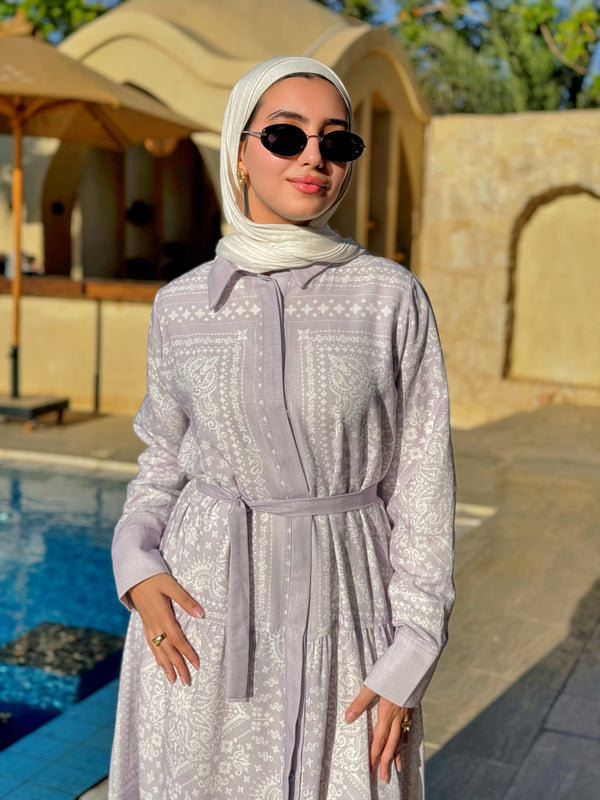 Tiles Print Dress - Lilac