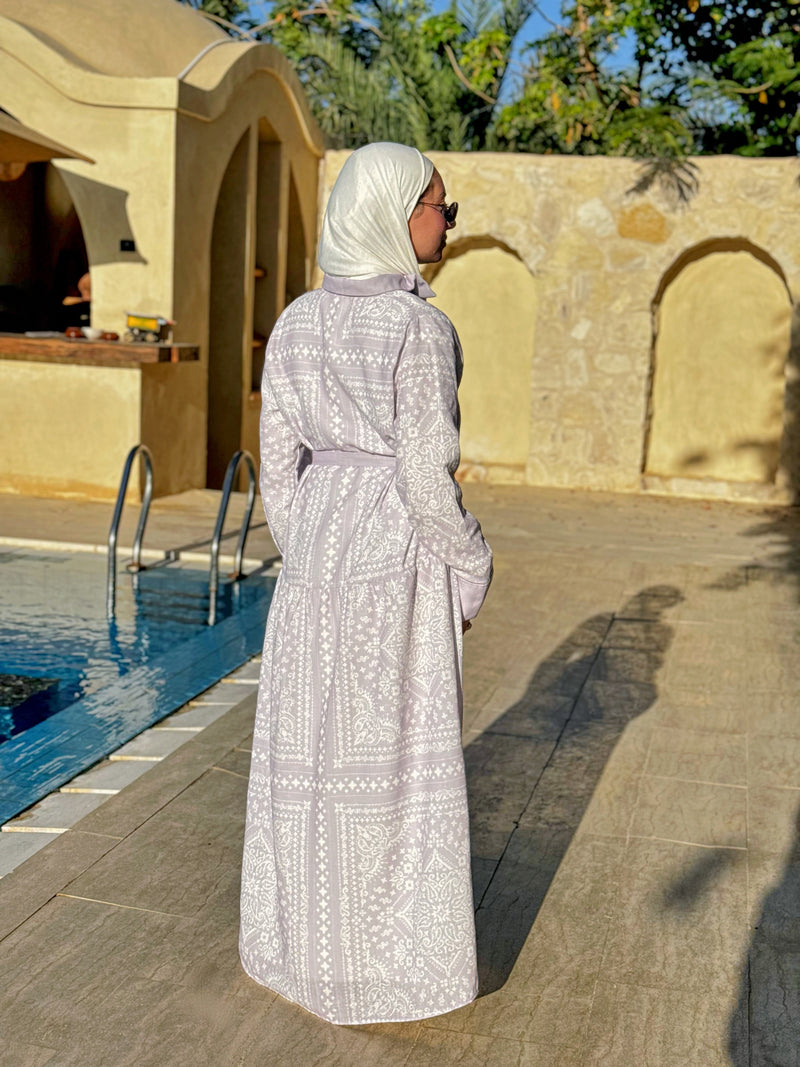 Tiles Print Dress - Lilac