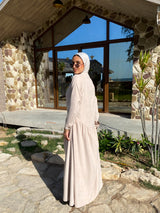 Side Gathered Suede Dress - Beige