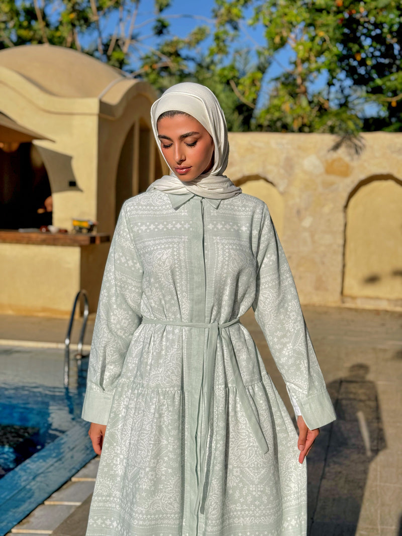Tiles Print Dress - Mint