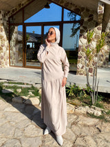 Side Gathered Suede Dress - Beige