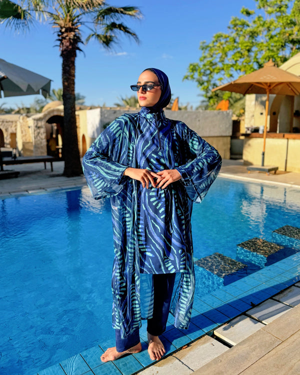 Burkini Edged Shoulder - Blue