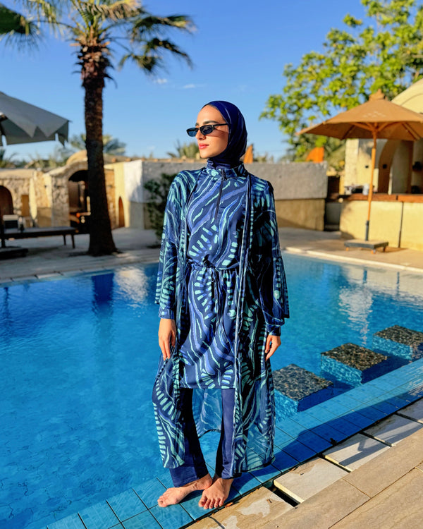 Burkini Edged Shoulder - Blue