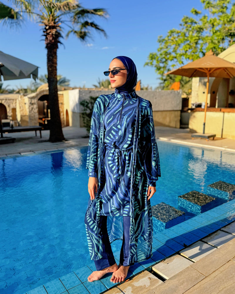 Burkini Edged Shoulder - Blue
