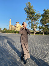 Draped Dress With Scarf - Cafe