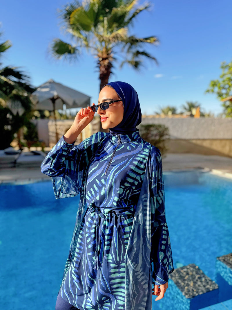 Burkini Edged Shoulder - Blue