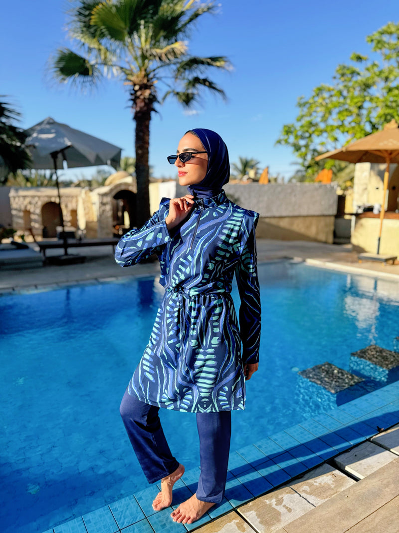 Burkini Edged Shoulder - Blue