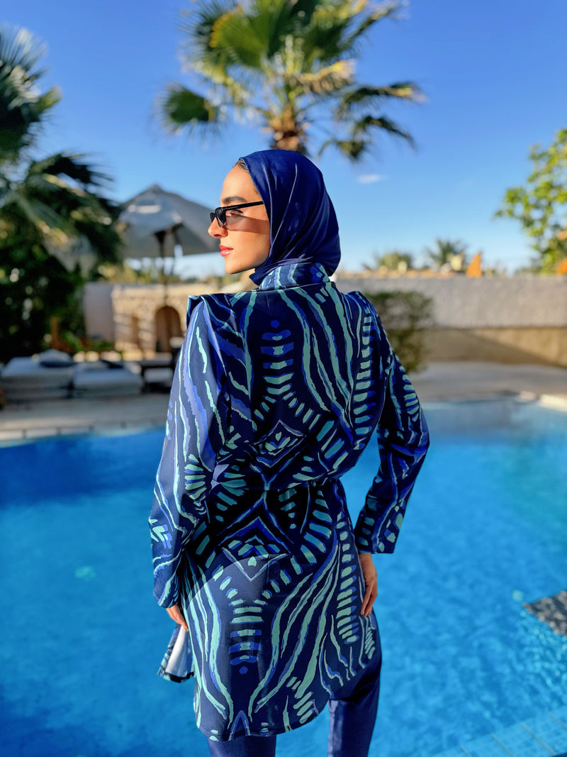 Burkini Edged Shoulder - Blue