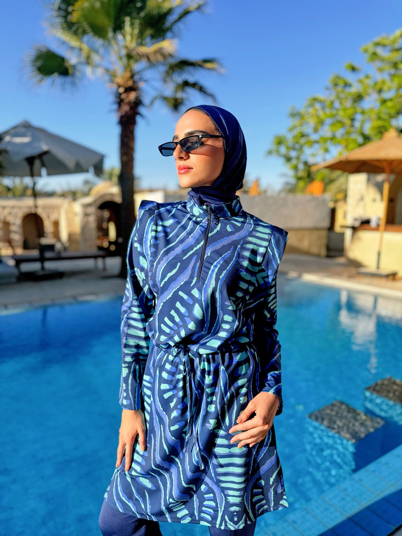 Burkini Edged Shoulder - Blue