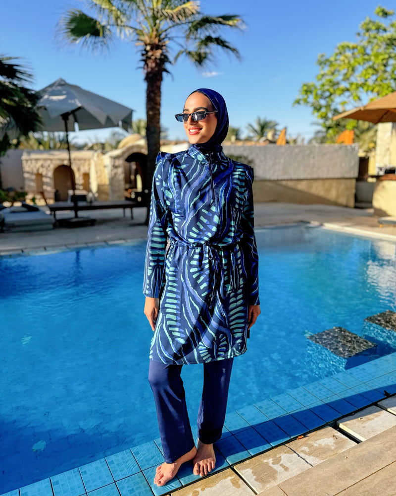 Burkini Edged Shoulder - Blue