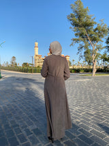 Draped Dress With Scarf - Cafe