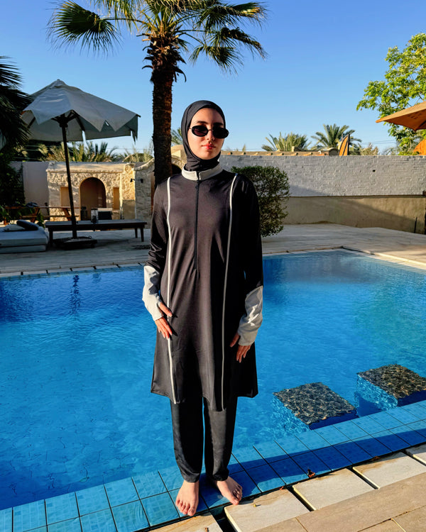 Burkini With Piping - Black