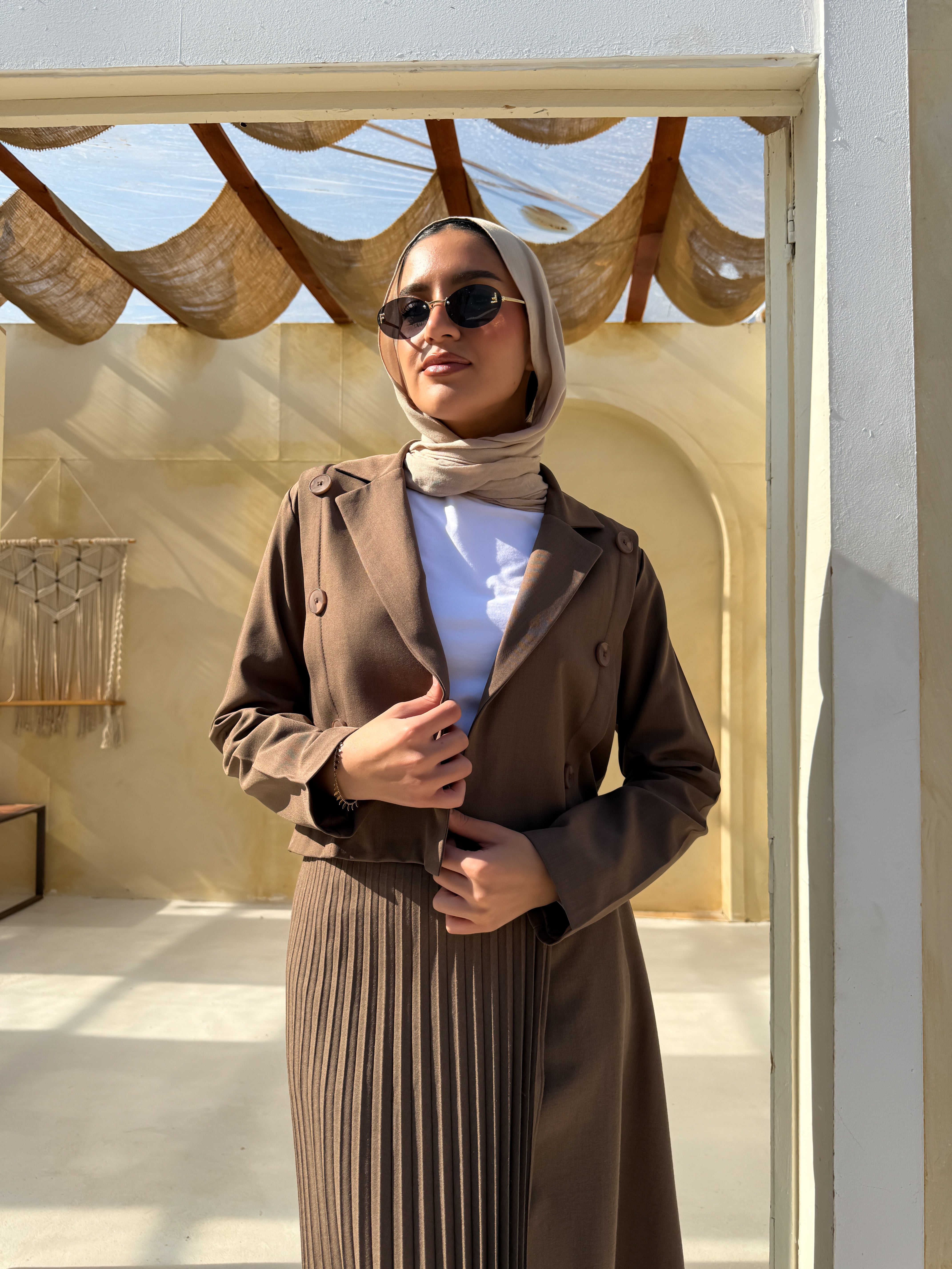 Formal Short Blazer - Cafe