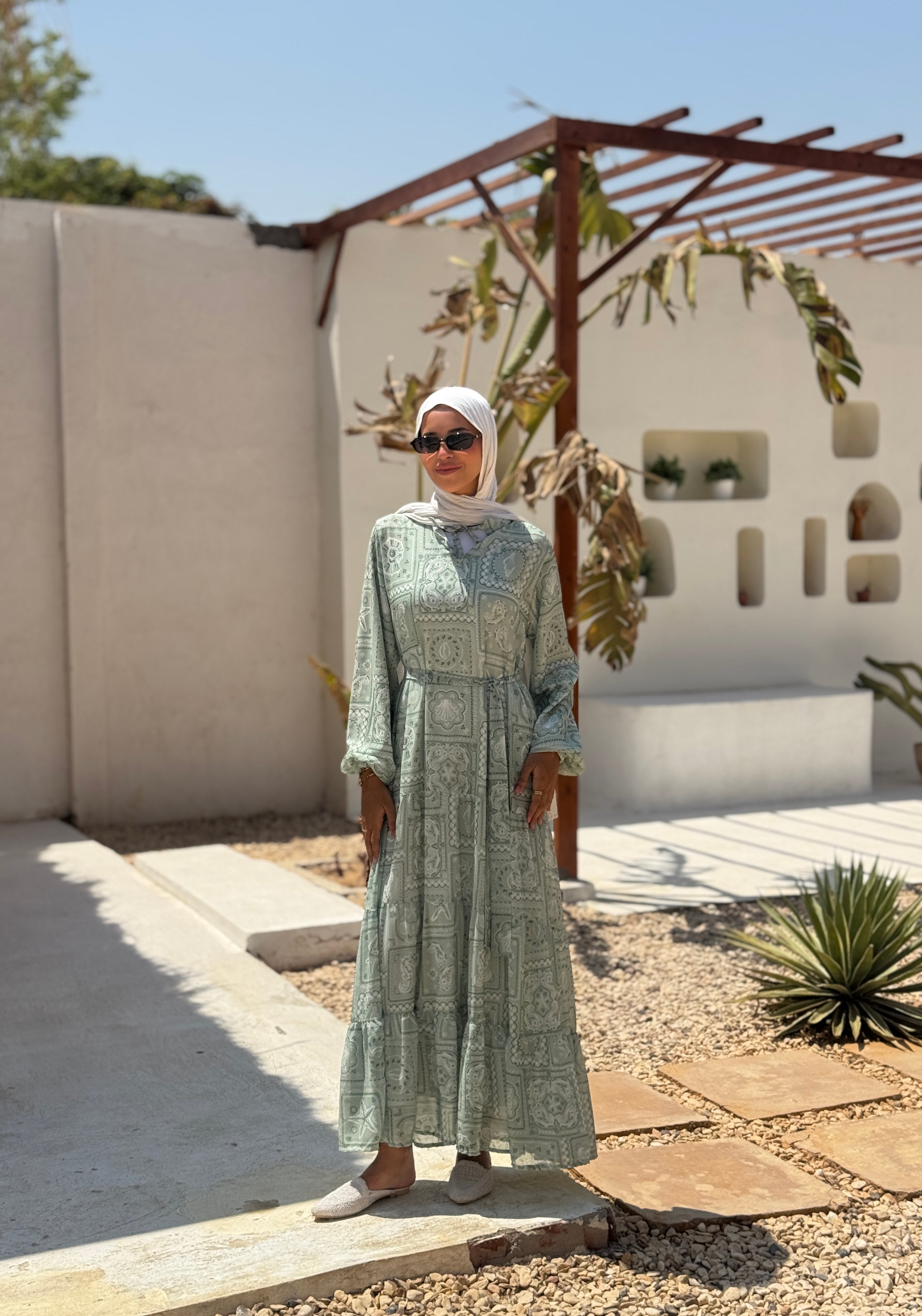 Chiffon Tiered Dress - mint