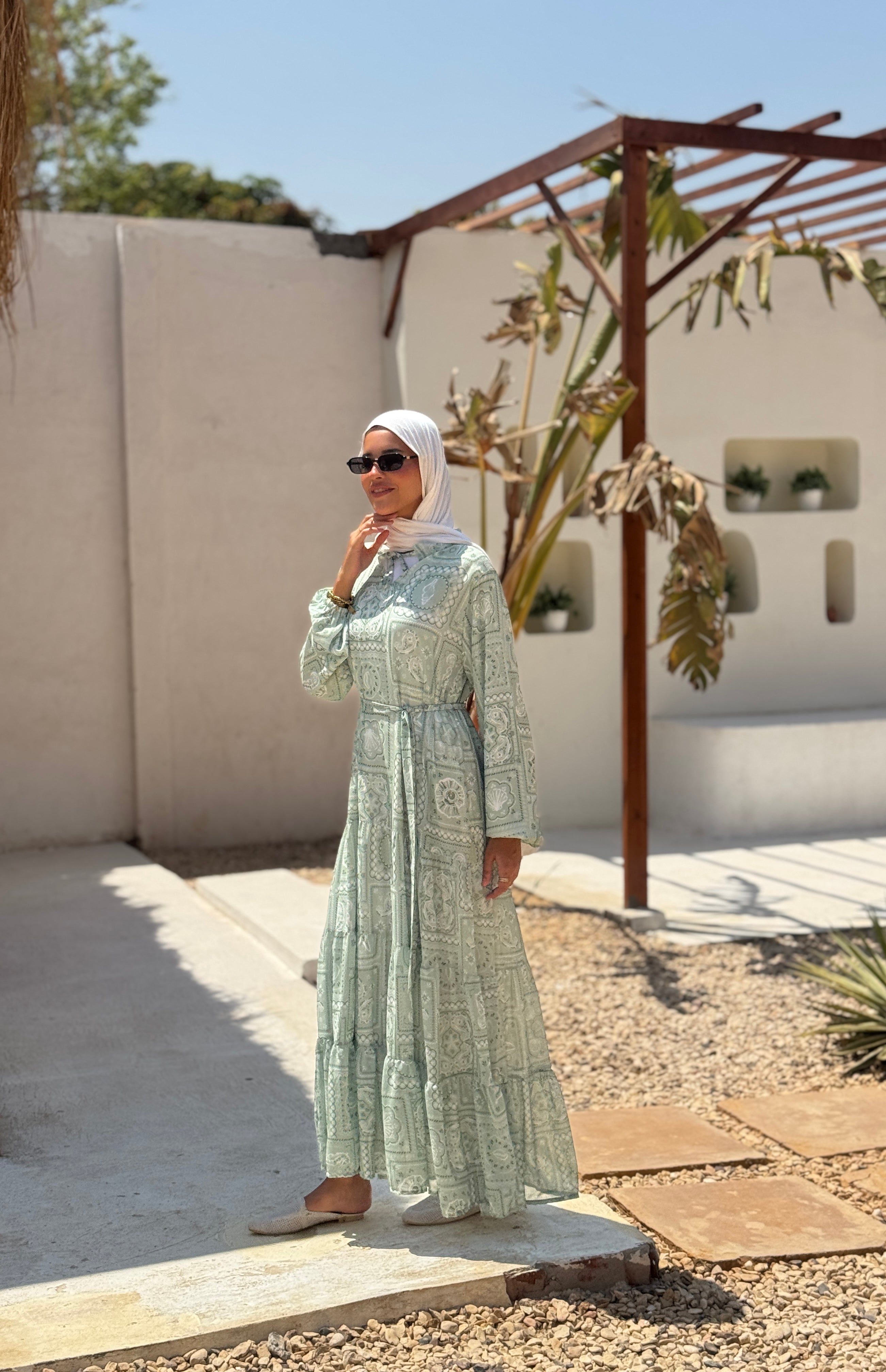 Chiffon Tiered Dress - mint