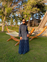Chiffon Accordion Dress - Navy